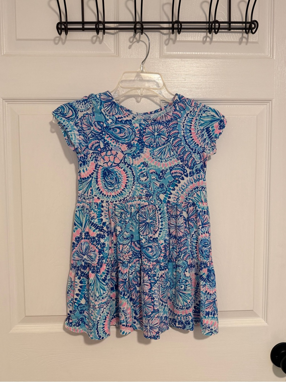 Lilly Pulitzer Girls' Blue & Pink Printed Short Sleeve Dress